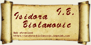 Isidora Biolanović vizit kartica